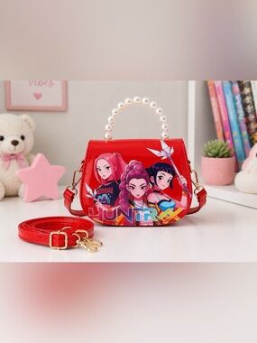 Kpop Demon Hunters Mini Purse Red Pearl Handle Handbag w/ Dust Bag Brand New